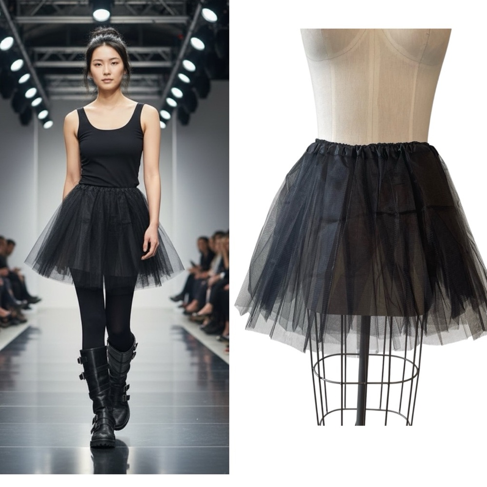 ❤️ NEW! Cosplay Tutu Punk Grunge Goth Black Tulle Mini Skirt